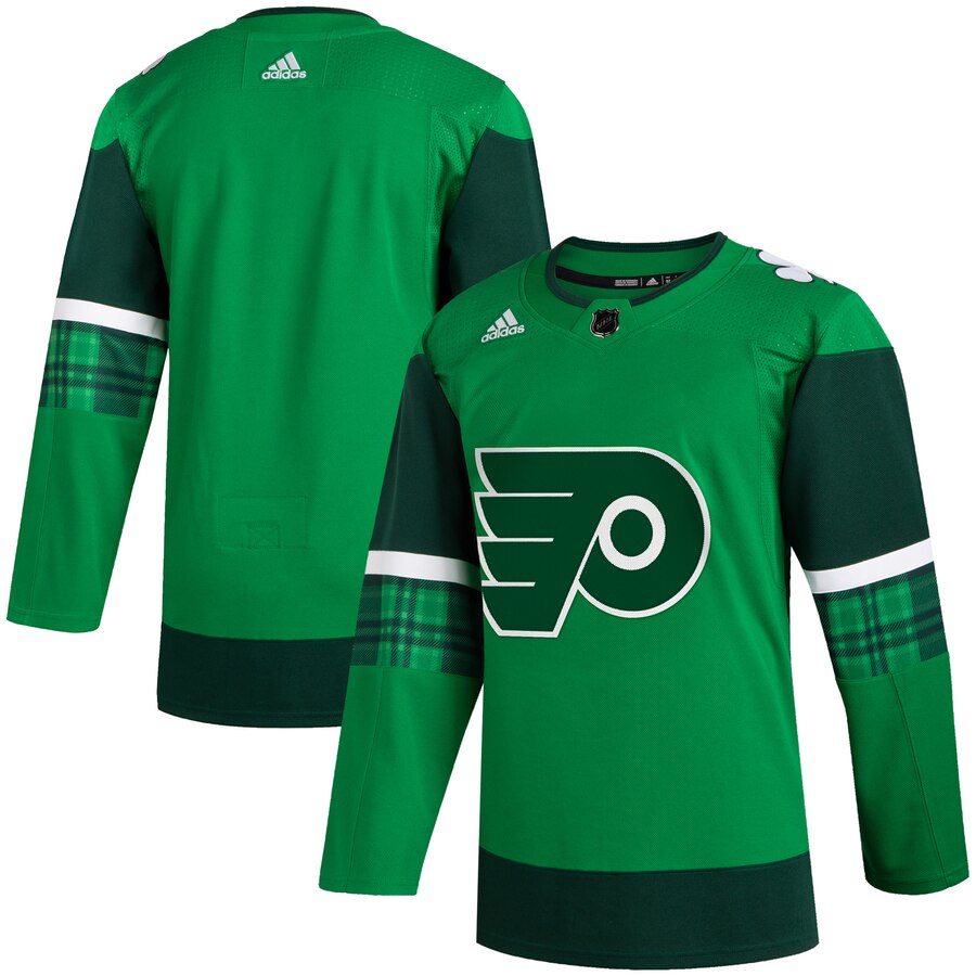 Philadelphia Flyers Blank Men Adidas 2020 St. Patrick Day Stitched NHL Jersey Green